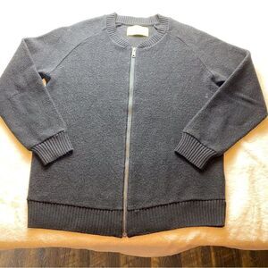 Journal Black 100% Wool Long Sleeve Zippered Sweater Size XL